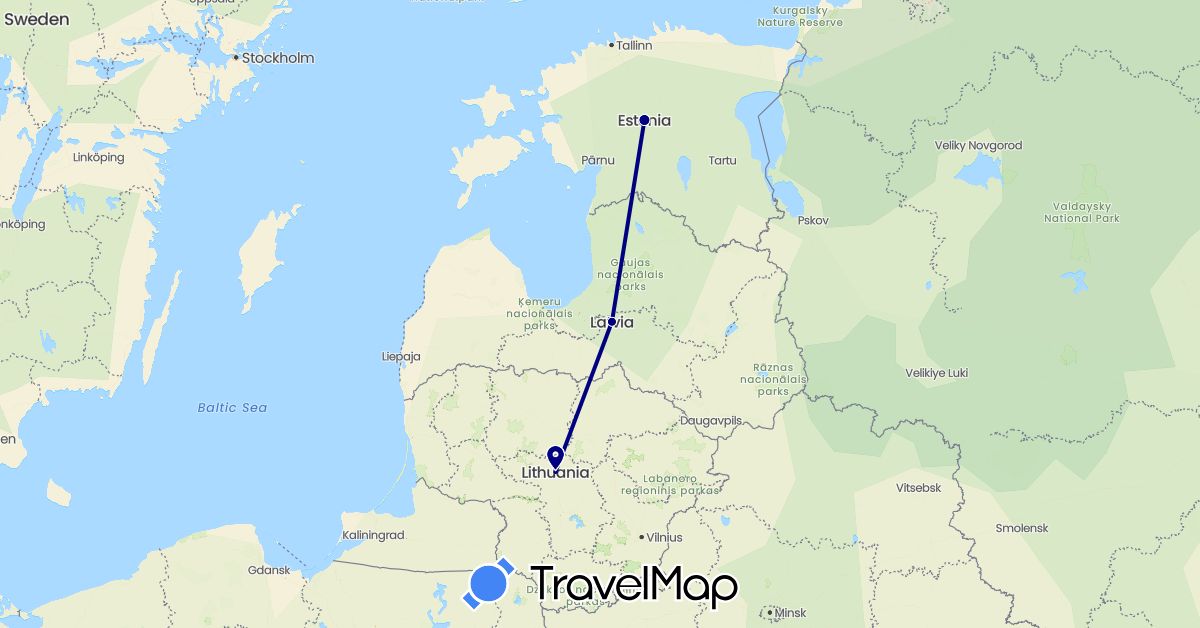 TravelMap itinerary: driving in Estonia, Lithuania, Latvia (Europe)